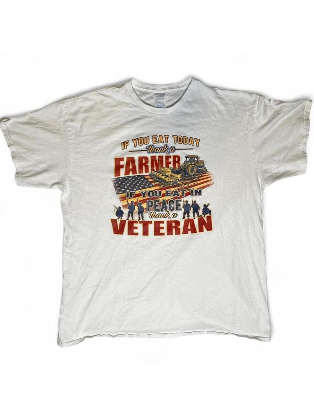 Thank a Farmer, Thank A Veteran Graphic T-Shirt Size XL